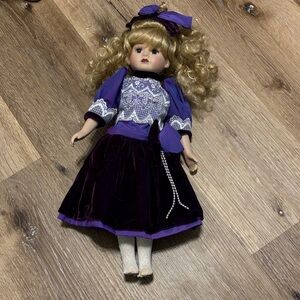 Purple and White Doll with Lace Dress